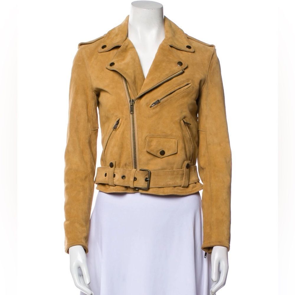 Polo Ralph Lauren Tan Suede Biker Motorcycle Jacket XS
